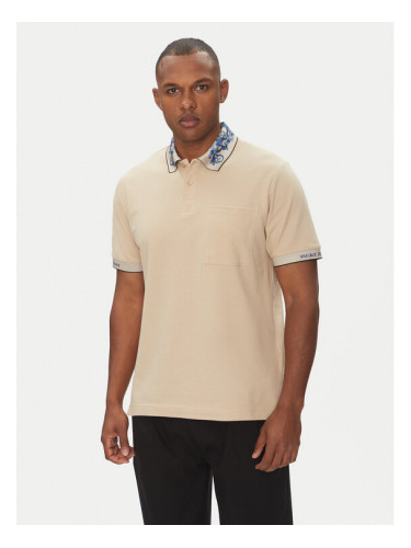 Versace Jeans Couture Тениска с яка и копчета 78GAGT04 Бежов Regular Fit