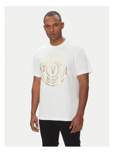 Versace Jeans Couture Тишърт 78GAHT01 Бял Regular Fit