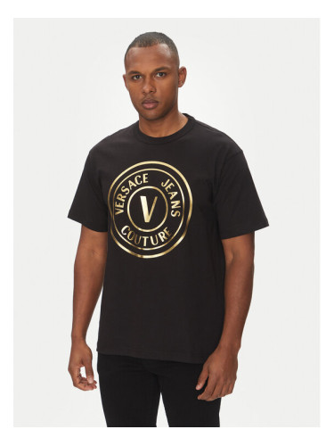 Versace Jeans Couture Тишърт 78GAHT01 Черен Regular Fit