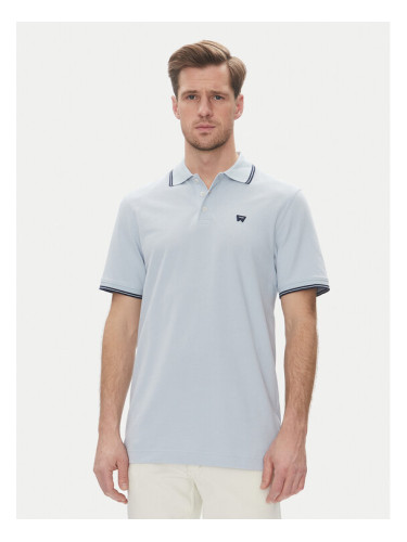 Wrangler Тениска с яка и копчета 112362830 Светлосиньо Regular Fit