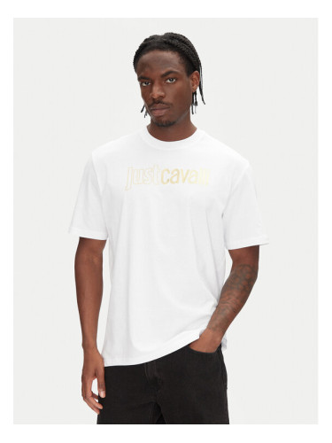 Just Cavalli Тишърт 78OAHT16 Бял Regular Fit
