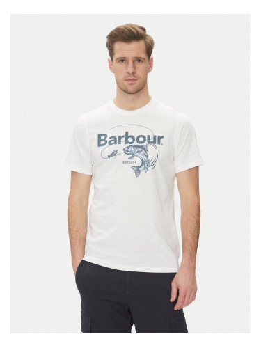 Barbour Тишърт Lydd MTS1396WH11 Бял Tailored Fit