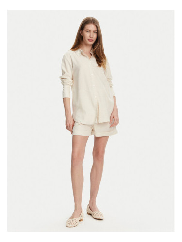 Selmark Комплект от риза и текстилни шорти BC176 Бежов Relaxed Fit