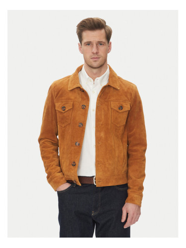 Serge Pariente Кожено яке Jeans Кафяв Regular Fit