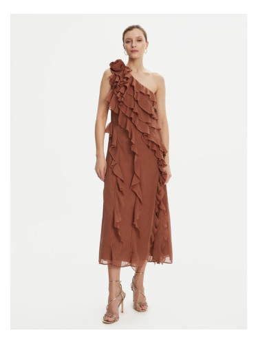 French Connection Коктейлна рокля 71YOR Кафяв Regular Fit