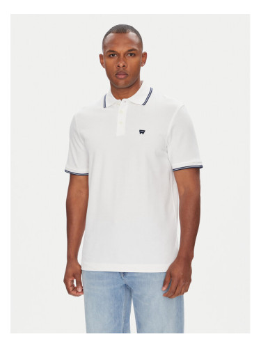 Wrangler Тениска с яка и копчета 112365466 Бял Regular Fit