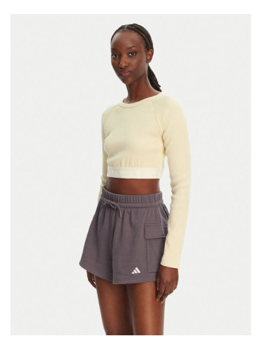 adidas Блуза Ribbed JD0013 Бежов Slim Fit