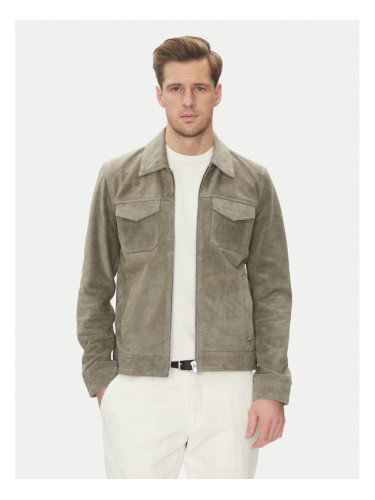 Serge Pariente Кожено яке Cred Сив Regular Fit