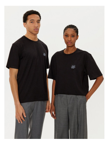 Filling Pieces Тишърт Unisex Embroidered Knot 7449986 Черен Regular Fit