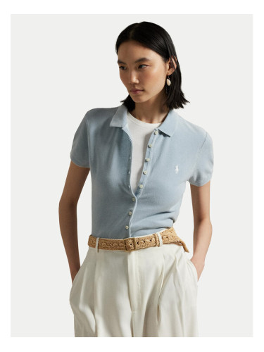 Polo Ralph Lauren Тениска с яка и копчета 211965095003 Светлосиньо Slim Fit