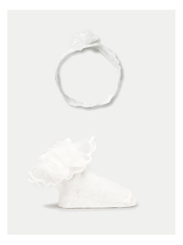 Mayoral Комплект лента за глава и чорапи 9869 Бял