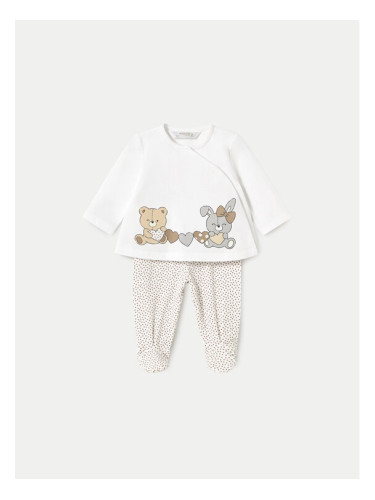 Mayoral Комплект блуза и ританки 1588 Бял Regular Fit