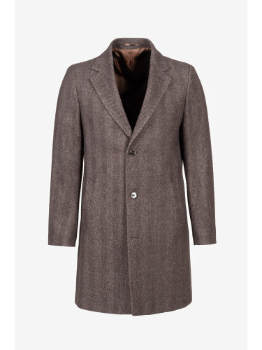 Мъжко палто в кафяво с рибена кост