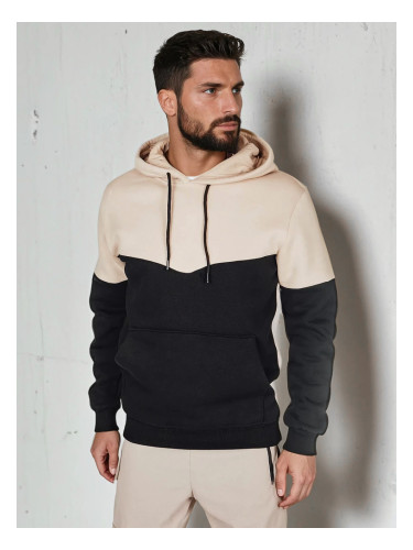 Мъжки бежов суичър с качулка Dstreet