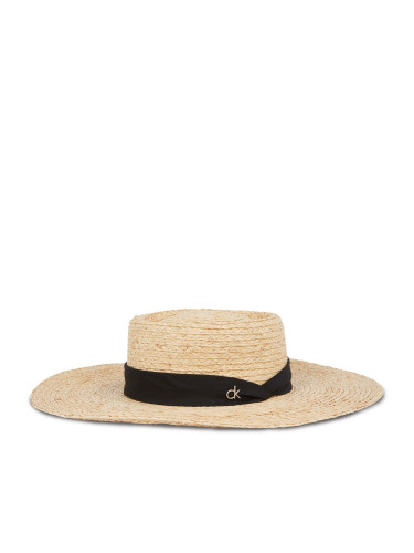 Капела Calvin Klein Ck Metal Linen Band Straw Hat K60K612915 Бежов