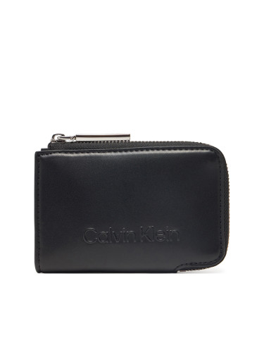 Портфейл Calvin Klein Embossed Logo Zip Cardholder K60K613157 Черен