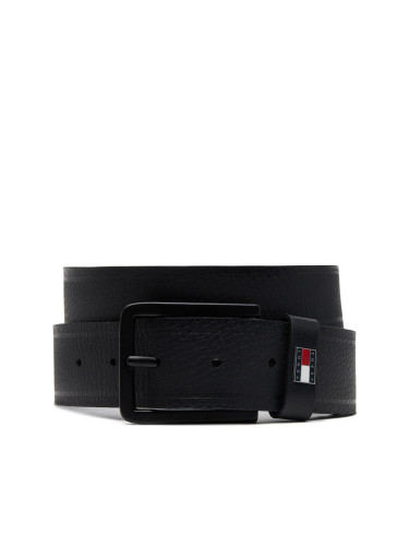 Мъжки колан Tommy Jeans Tjm Elevated Flag Leather 3.5 AM0AM13291 Черен