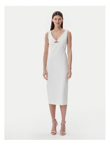 HUGO Коктейлна рокля 50537626 Бял Slim Fit