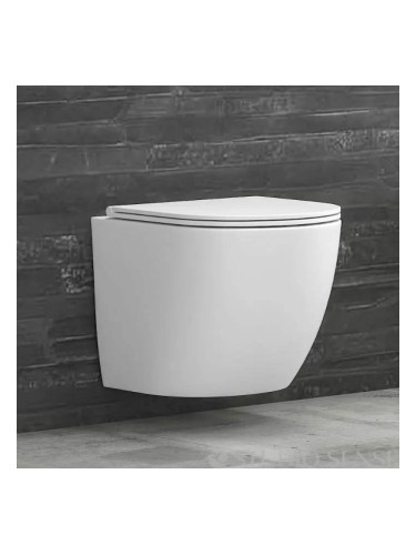 Стенна тоалетна чиния Milos Rimless бял мат