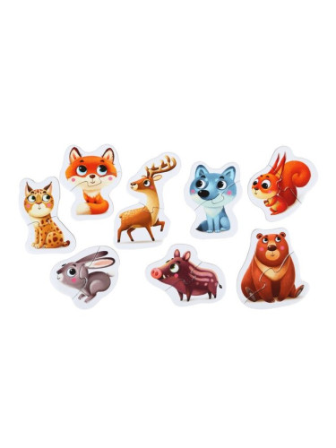 Комплект образователни пъзели за най-малките, Puzzlika - Горски животни
