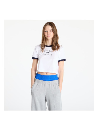 Тениска Calvin Klein Jeans Drapey Jersey Crop Brilliant White/ Baritone Blue L