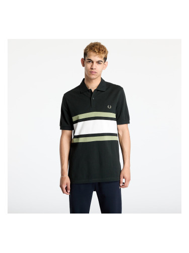 Тениска FRED PERRY Panelled Polo Shirt Night Green M
