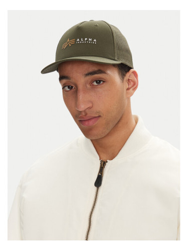 Alpha Industries Шапка с козирка Label 106901 Зелен