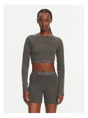 adidas Блуза Ribbed JD0014 Черен Slim Fit