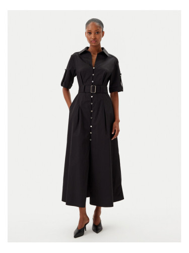 Fracomina Рокля тип риза FR25SD3006W52001 Черен Regular Fit