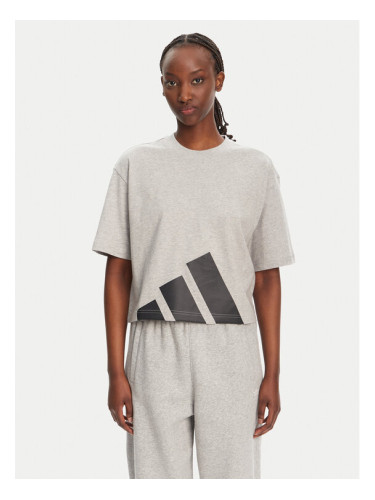 adidas Тишърт Essentials Big Logo Boyfriend JG8738 Сив Loose Fit