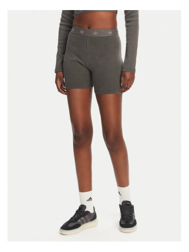 adidas Къс клин Ribbed Booty JC7554 Сив Slim Fit