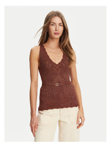 TWINSET топ 251TT3195 Кафяв Slim Fit