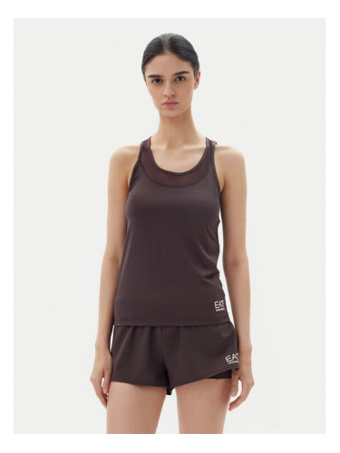 EA7 Emporio Armani Тениска от техническо трико 7W000237 AF12509 U6278 Кафяв Regular Fit