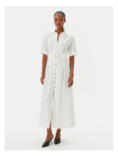 Fracomina Рокля тип риза FR25SD3006W52001 Бял Regular Fit