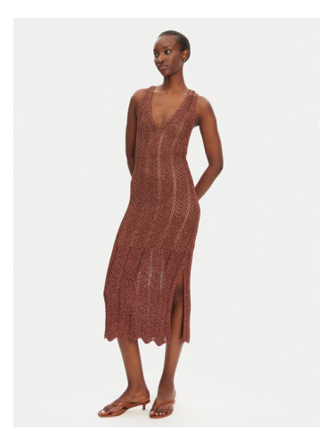 TWINSET Плетена рокля 251TT319A Кафяв Slim Fit