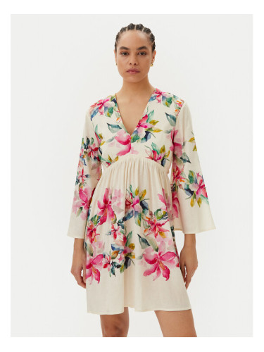 TWINSET Лятна рокля 251LB2UBB Екрю Regular Fit