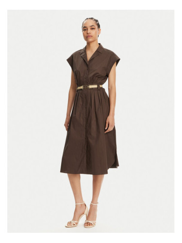 TWINSET Рокля тип риза 251TT2102 Кафяв Loose Fit