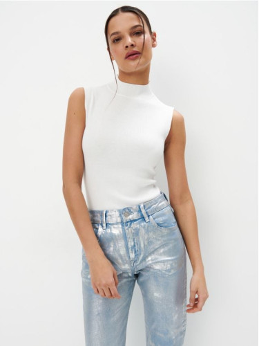 Mohito - Топ с изправена якичка - кремaво