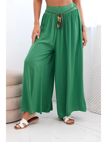 Kesi Włoski Women's wide-leg viscose trousers green