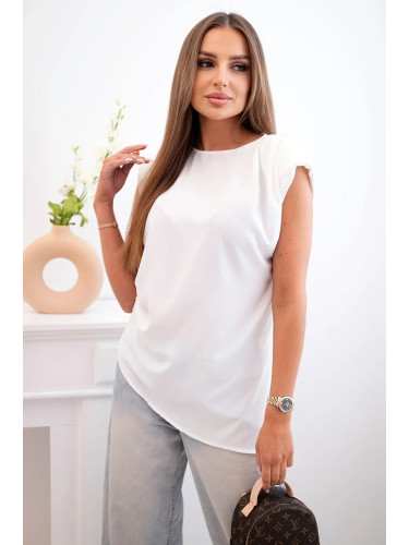 Kesi Włoski Elegant women's blouse with ruffles and asymmetrical cut ecru