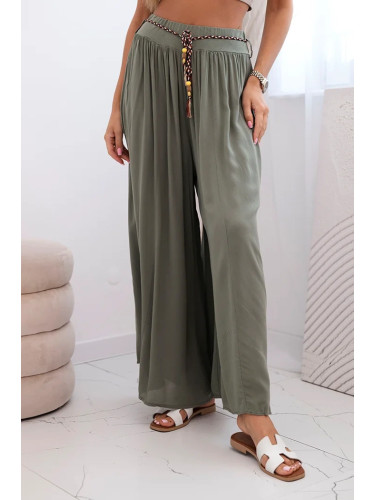 Kesi Włoski Women's wide-leg viscose trousers khaki