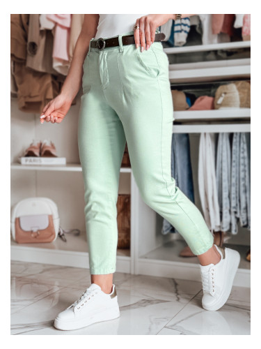Дамски панталон slim fit с колан, цвят мента
