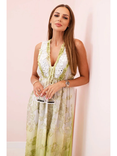 Kesi Włoski Women's viscose dress with embroidery olive
