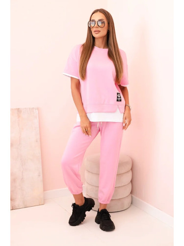 Kesi Włoski Women's butter set with short sleeves and pants light pink