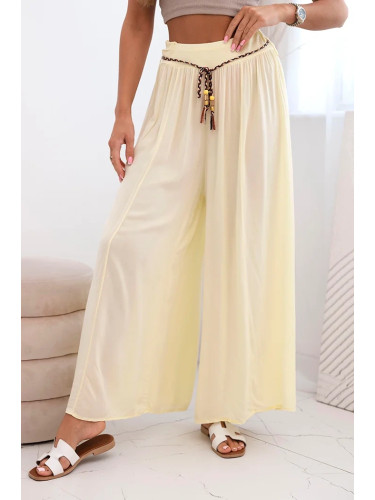 Kesi Włoski Women's wide-leg viscose trousers yellow