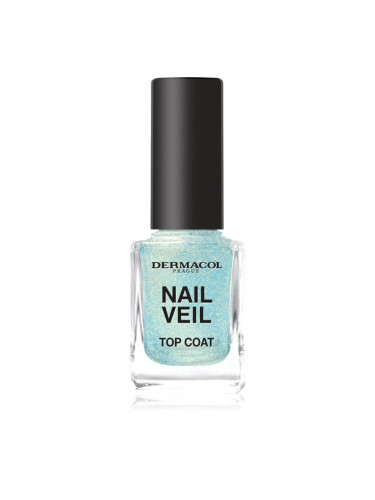 Dermacol Nail Veil горен лак за нокти с блестящи частици цвят Sparkling Ocean 11 мл.