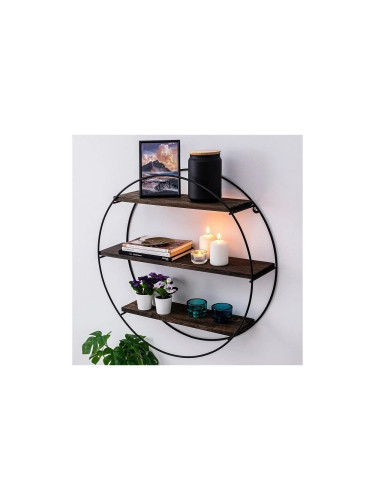 Стена полица TULIPA 60x15 см смърч/черна