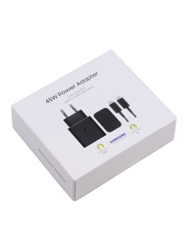 Оригинално зарядно Samsung 45W Super Fast USB-C Charger (EP-T4511XBEGEU) + кабел за Samsung Galaxy A36 5G