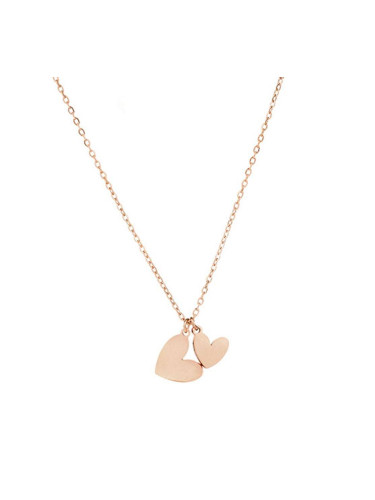 Дамско колие в розово златист цвят с две сърца Bellita