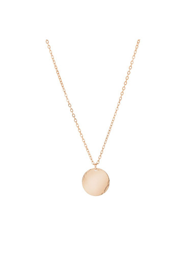 Розово златисто дамско колие с назъбена кръгла плочка Bellita